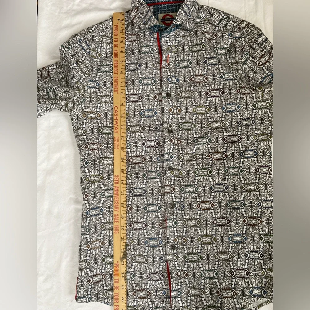 Jermyn & Bond Men's  Geometric modern fit Patterned Button-Up Oxford Shirt Small - Picture 14 of 16
